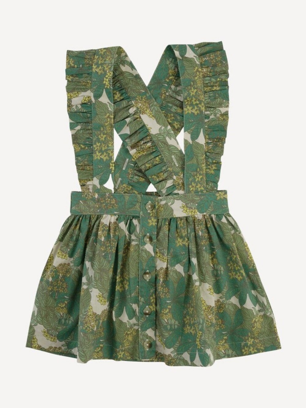 NWT 2T Kate Quinn ruffle suspender skirt endive goldilocks floral cotton woven